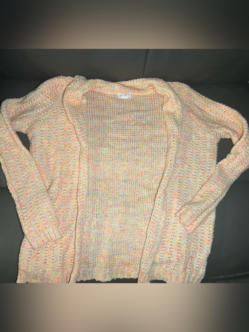 Cat & Jack Peach Multicolor Speckled Open Cardigan